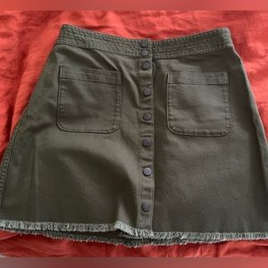 Madewell Raw Hem Green Mini Skirt